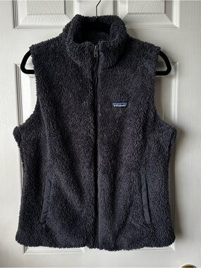 Patagonia Los Gatos Fleece Sherpa Vest Women's L  Dk Gray Cozy Outdoor Full Zip
